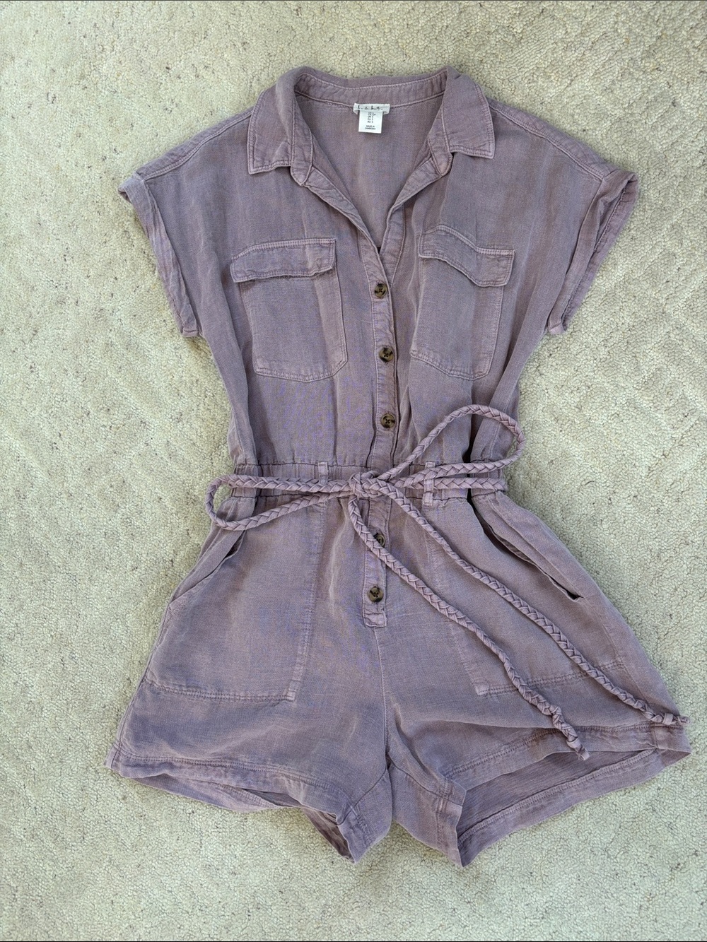 Nicole Miller Lavender Mauve Short-Sleeve Romper
